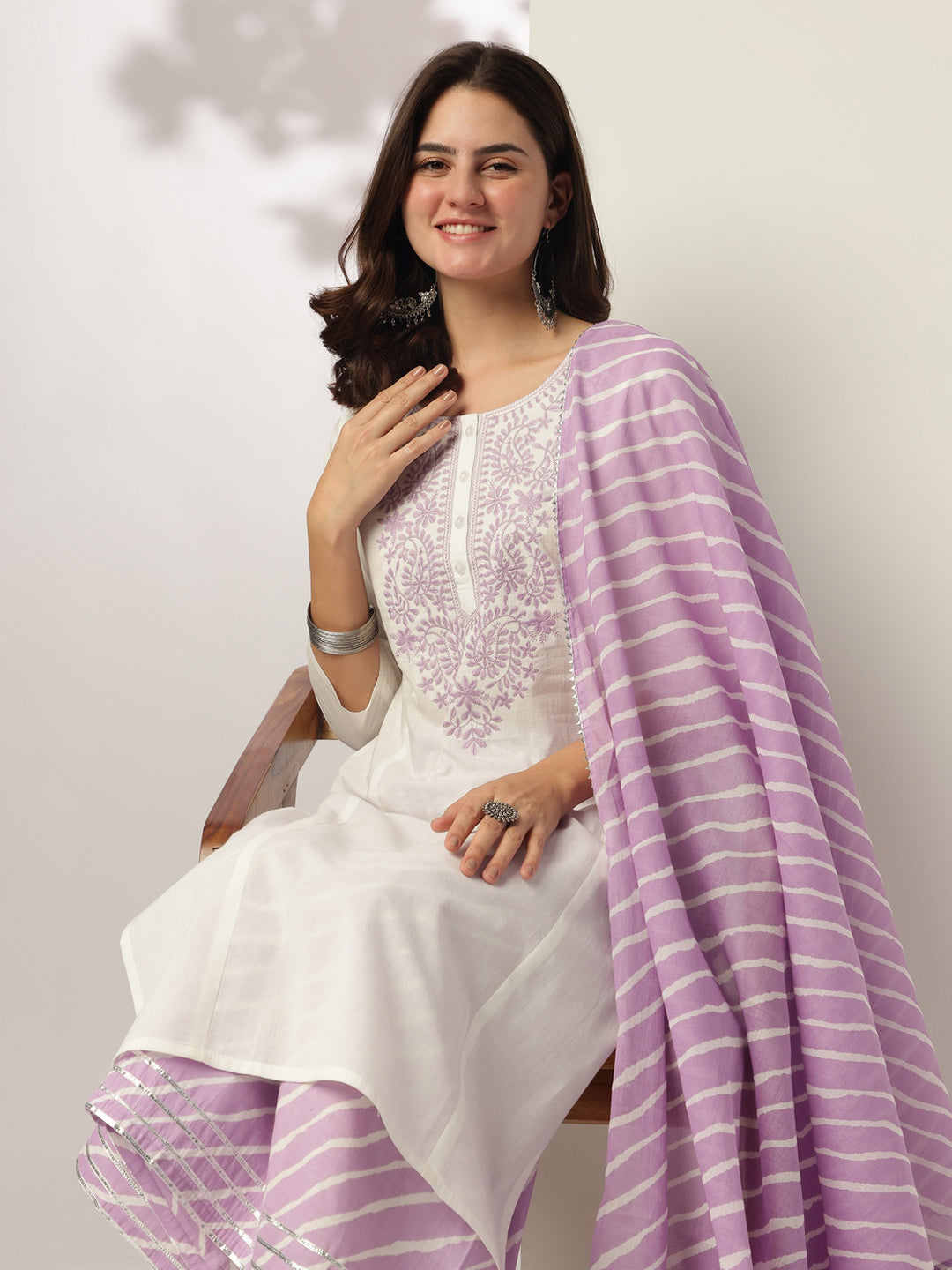 Janasya Light Cotton Yoke Embroidery Straight Kurta Set - Distacart