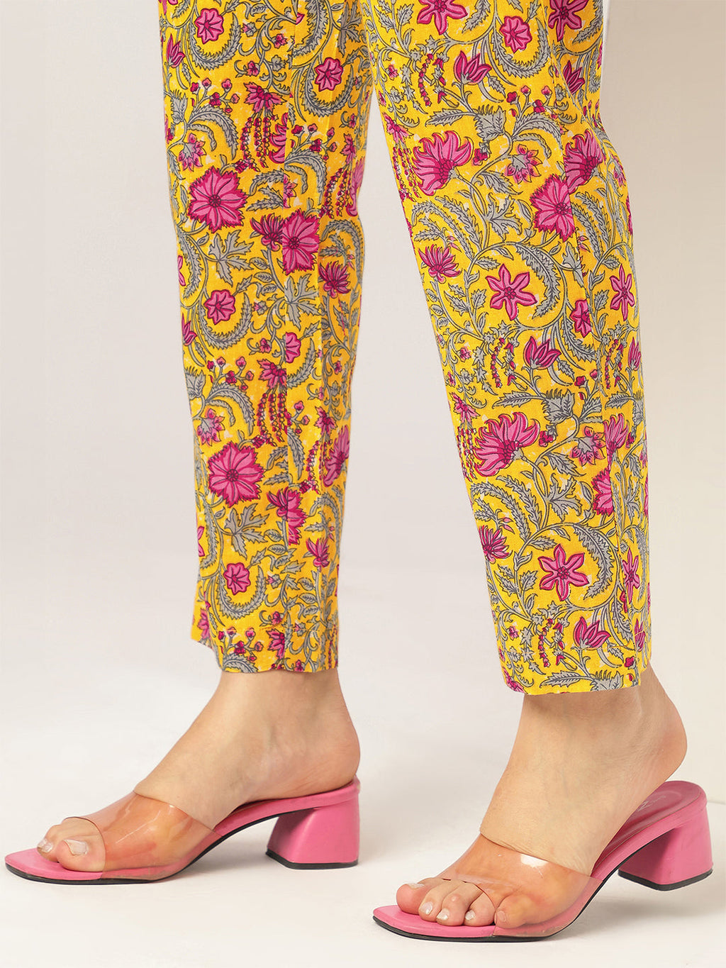 Janasya Bright Cotton Floral Angrakha Kurta Set - Distacart