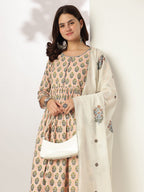 Janasya Light Cotton Floral A-Line Kurta Set - Distacart