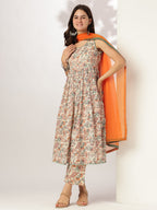 Janasya Light Cotton Floral A-Line Kurta Set - Distacart