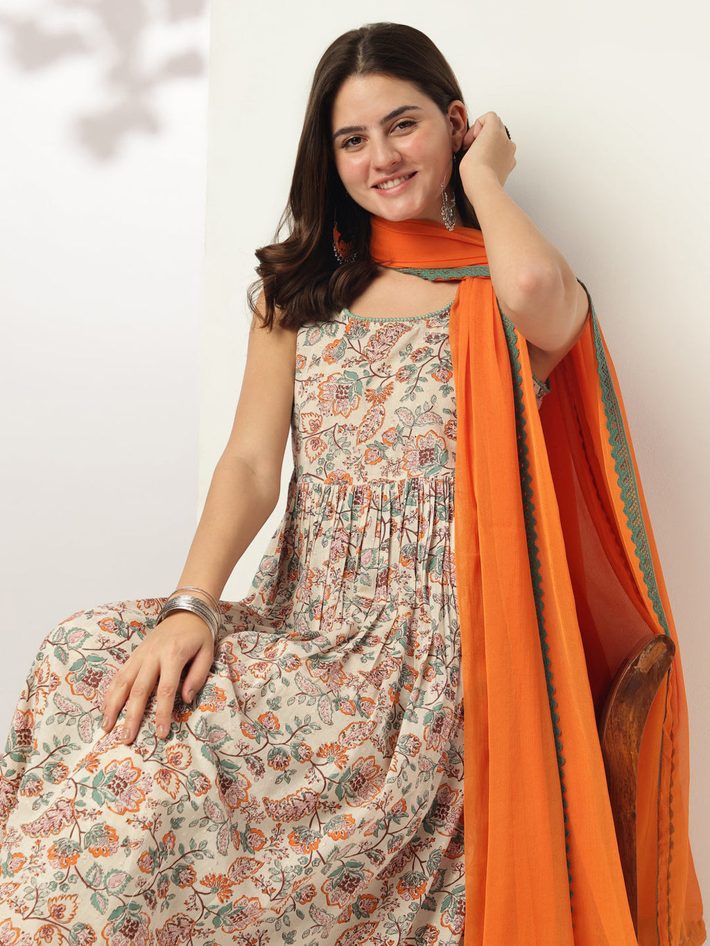 Janasya Light Cotton Floral A-Line Kurta Set - Distacart