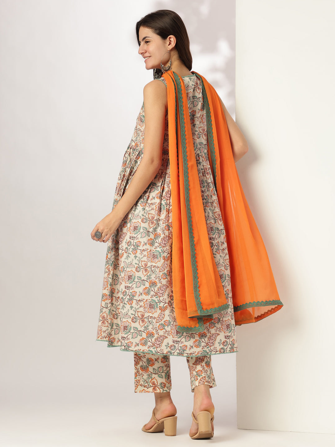 Janasya Light Cotton Floral A-Line Kurta Set - Distacart