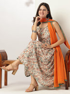 Janasya Light Cotton Floral A-Line Kurta Set - Distacart
