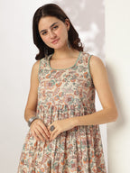 Janasya Light Cotton Floral A-Line Kurta Set - Distacart