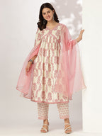 Janasya Light Cotton Floral A-Line Kurta Set - Distacart