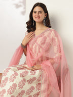 Janasya Light Cotton Floral A-Line Kurta Set - Distacart