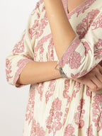 Janasya Light Cotton Floral A-Line Kurta Set - Distacart