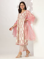 Janasya Light Cotton Floral A-Line Kurta Set - Distacart