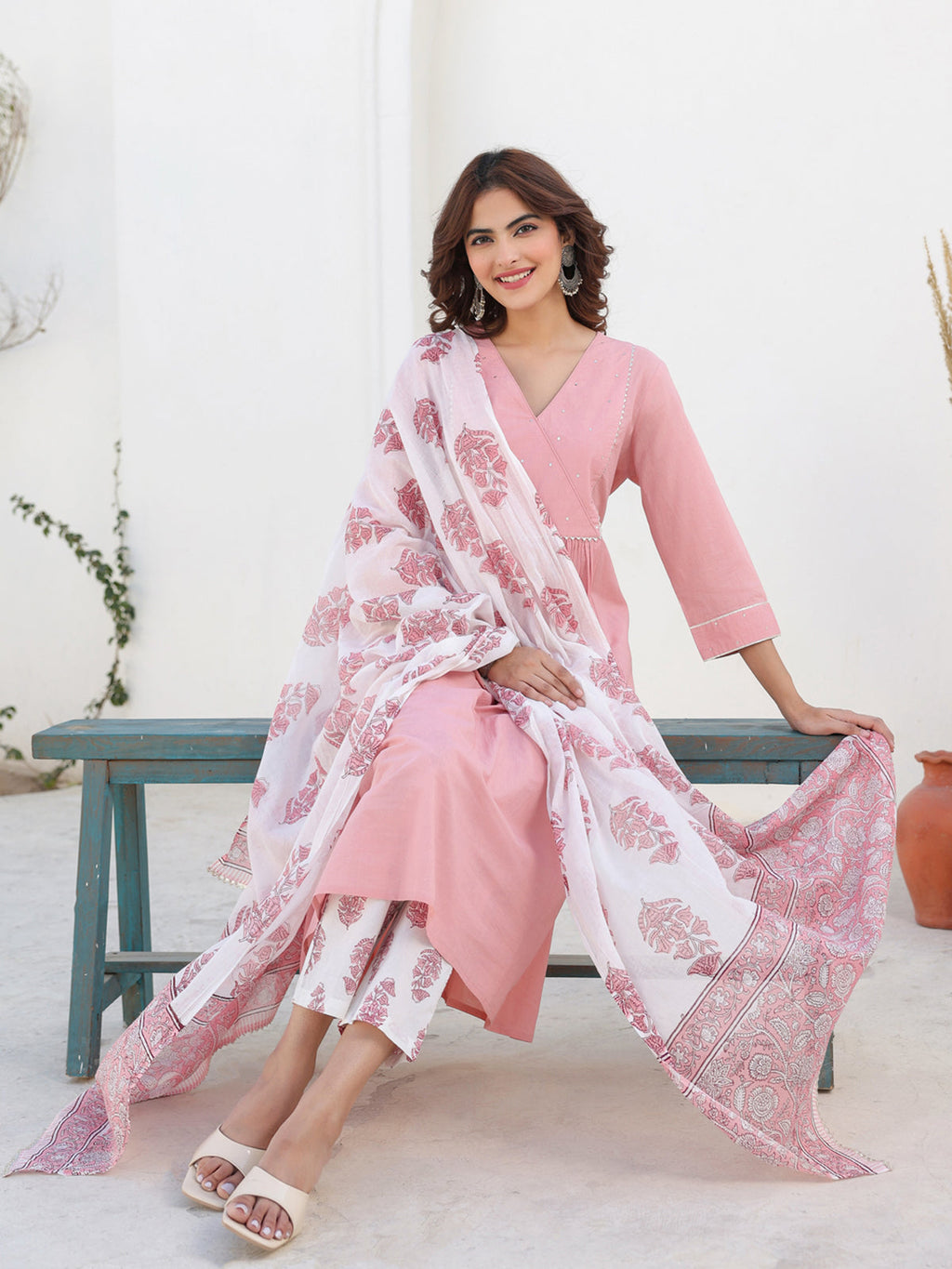 Janasya Light Cotton Embellished A-Line Kurta Set - Distacart
