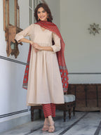 Janasya Light Cotton Solid A-Line Kurta Set - Distacart