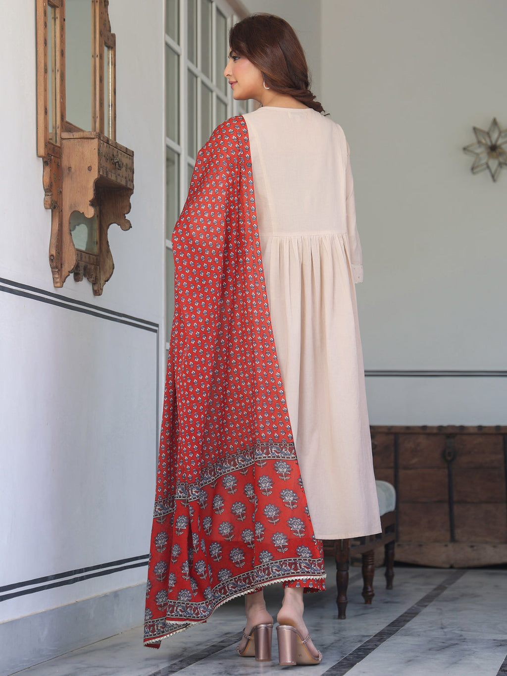 Janasya Light Cotton Solid A-Line Kurta Set - Distacart