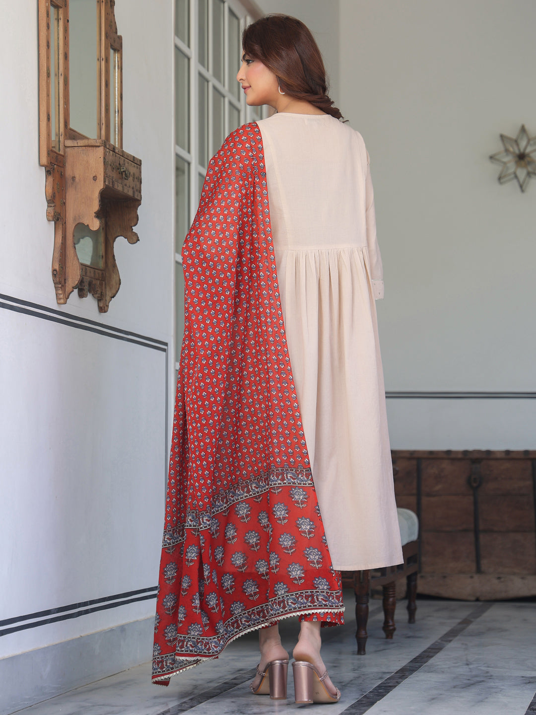 Janasya Light Cotton Solid A-Line Kurta Set - Distacart