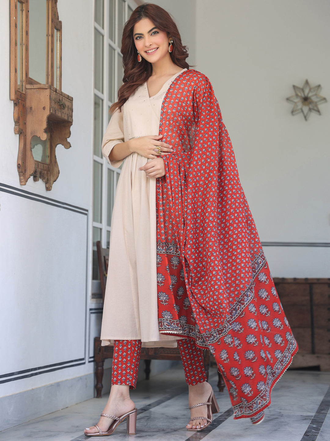 Janasya Light Cotton Solid A-Line Kurta Set - Distacart