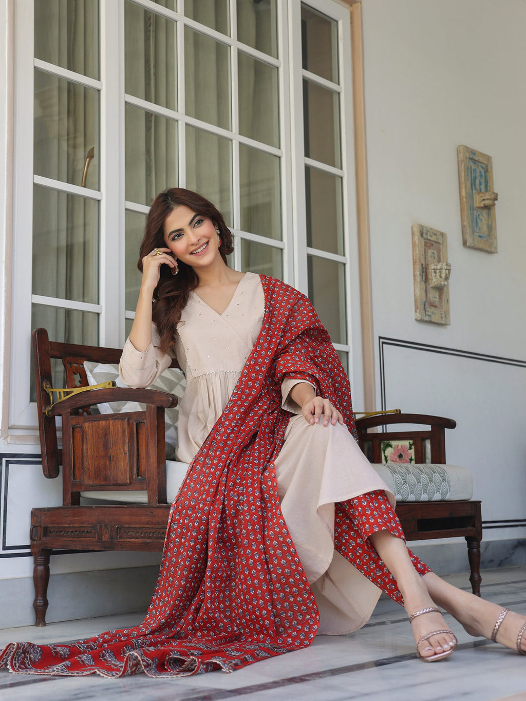 Janasya Light Cotton Solid A-Line Kurta Set - Distacart