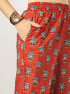 Janasya Bright Cotton Floral Straight Kurta Set - Distacart