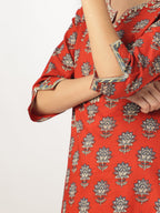 Janasya Bright Cotton Floral Straight Kurta Set - Distacart