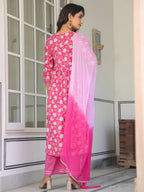 Janasya Bright Cotton Floral A-Line Kurta Set - Distacart