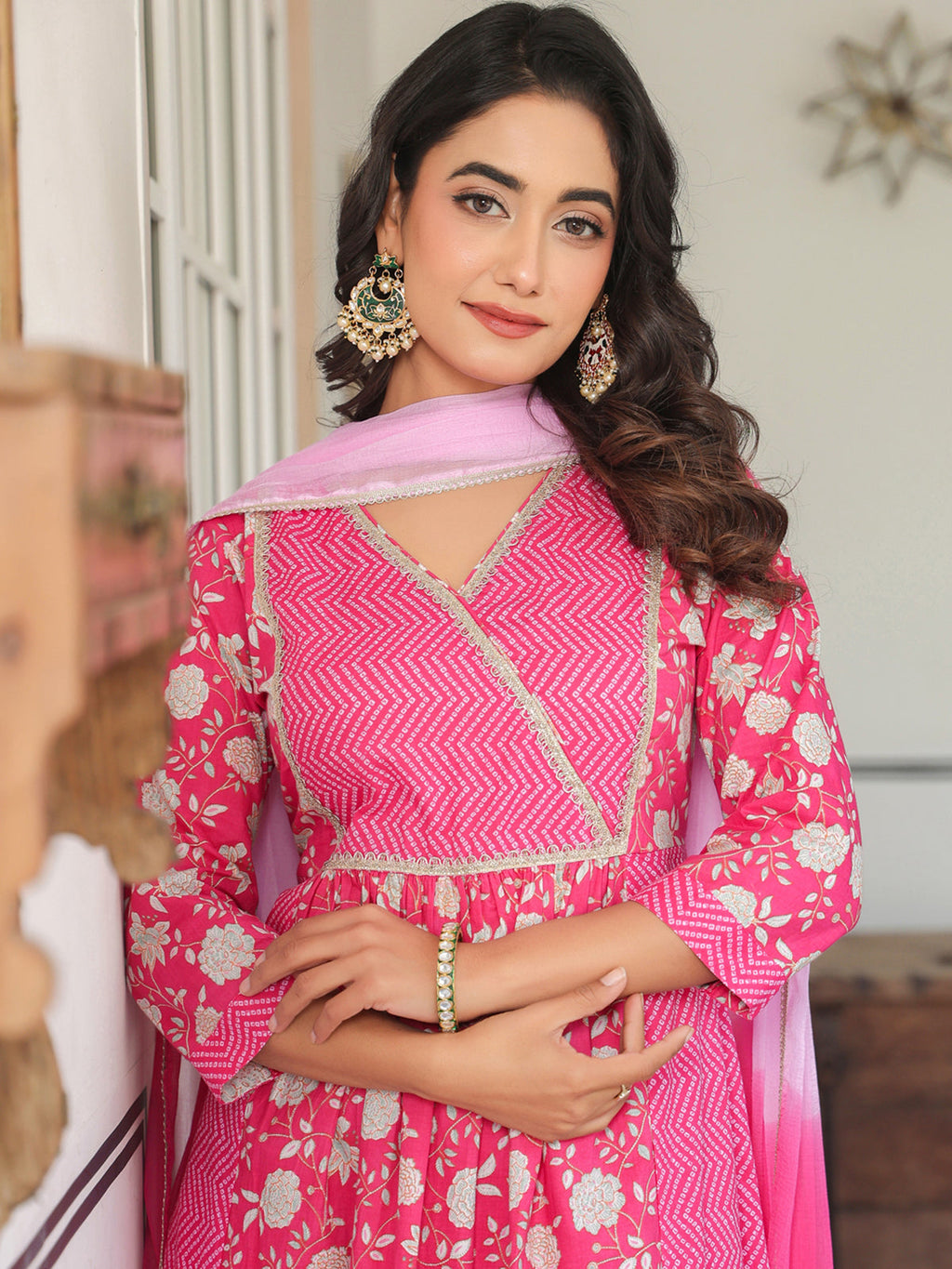 Janasya Bright Cotton Floral A-Line Kurta Set - Distacart