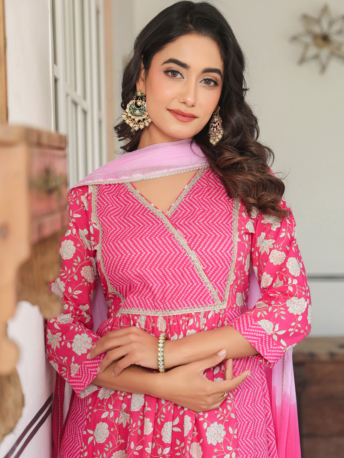 Janasya Bright Cotton Floral A-Line Kurta Set - Distacart