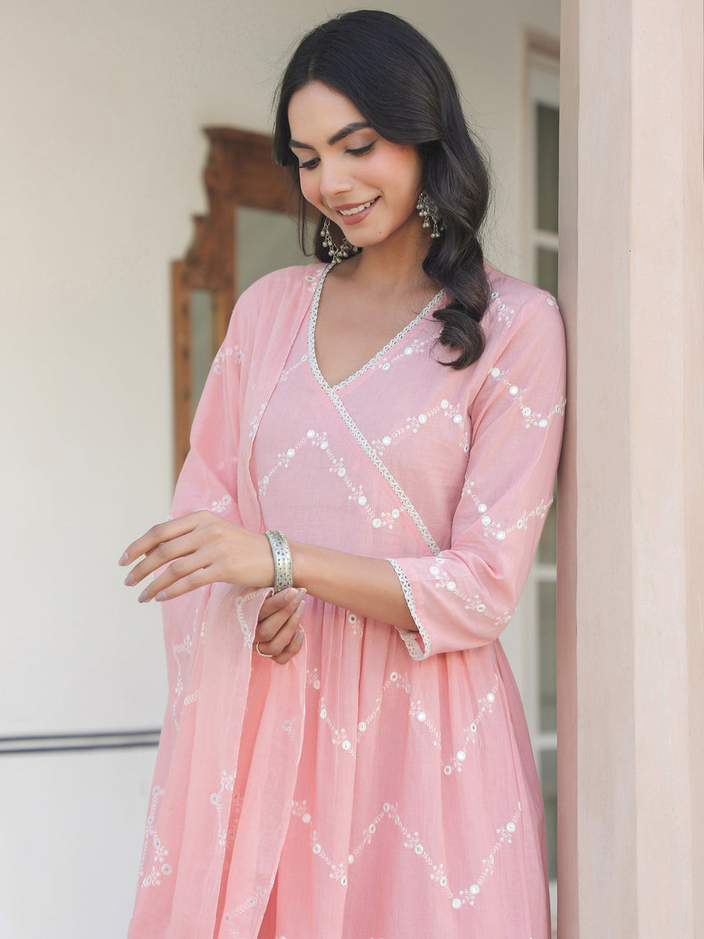 Janasya Light Cotton Embroidered A-Line Kurta Set - Distacart