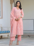 Janasya Light Cotton Embroidered A-Line Kurta Set - Distacart