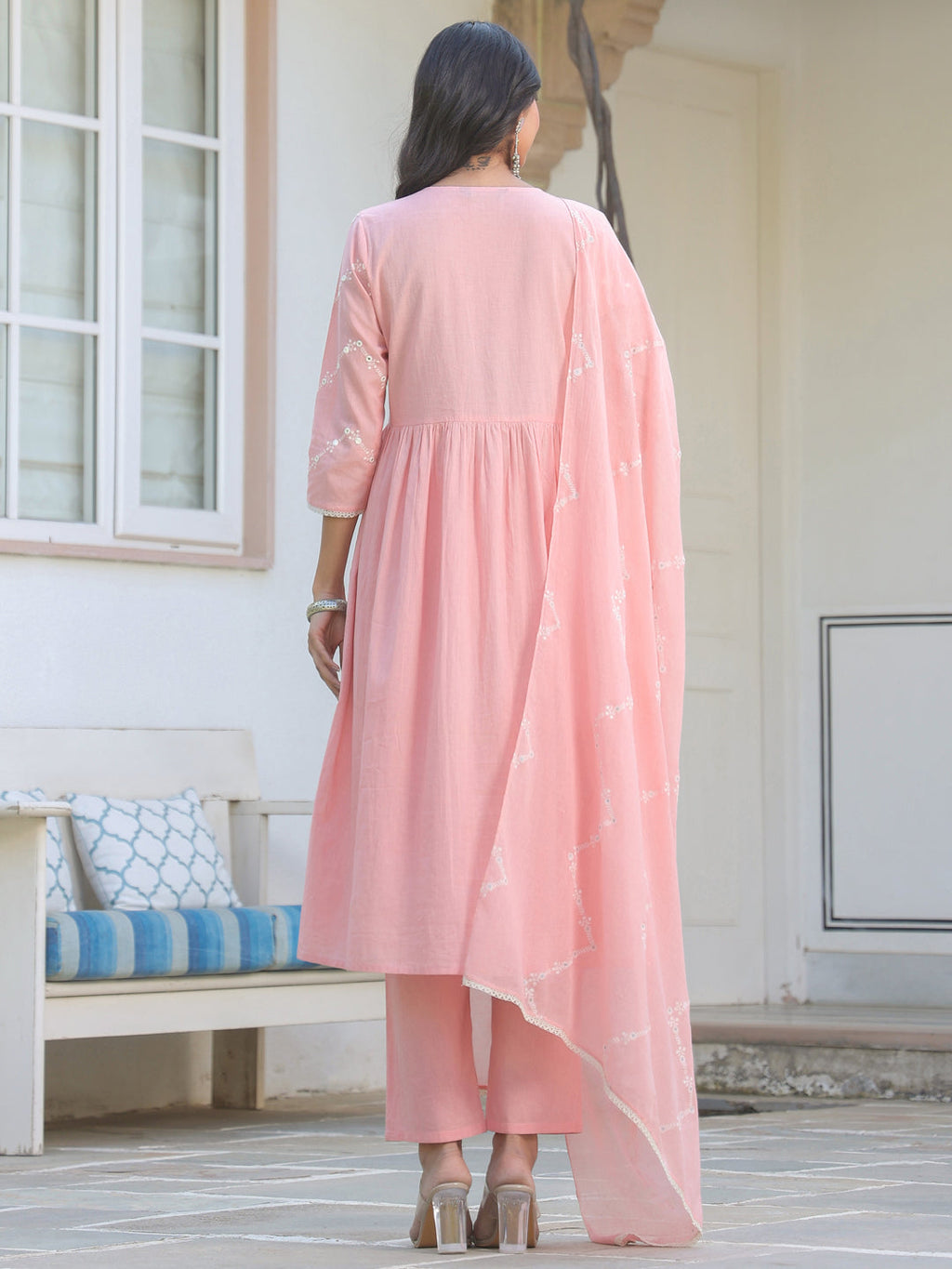 Janasya Light Cotton Embroidered A-Line Kurta Set - Distacart