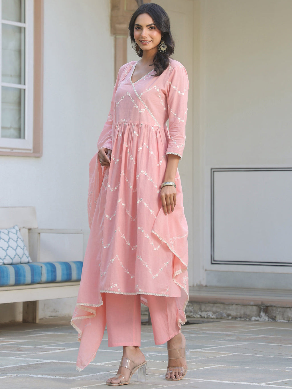 Janasya Light Cotton Embroidered A-Line Kurta Set - Distacart