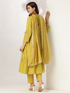 Janasya Bright Cotton Embroidered Angrakha Kurta Set - Distacart