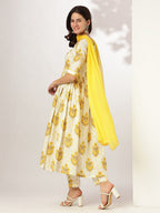 Janasya Light Cotton Floral A-Line Kurta Set - Distacart