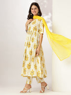 Janasya Light Cotton Floral A-Line Kurta Set - Distacart