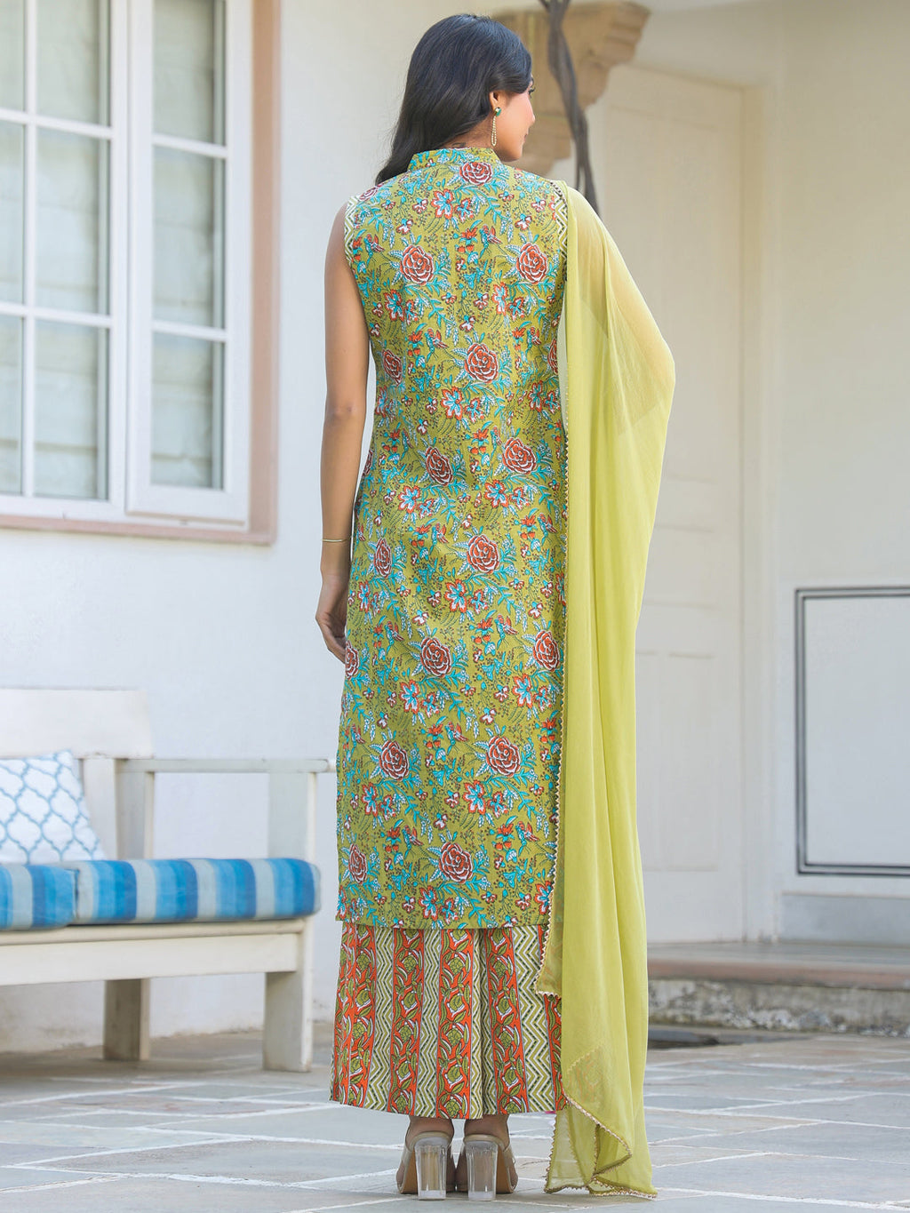 Janasya Bright Cotton Floral Straight Kurta Set - Distacart