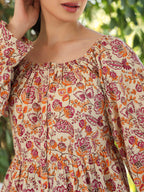 Janasya Light Cotton Floral Peplum Top - Distacart
