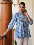 Janasya Light Cotton Floral A-Line Top - Distacart