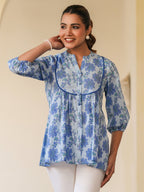 Janasya Light Cotton Floral A-Line Top - Distacart