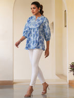 Janasya Light Cotton Floral A-Line Top - Distacart