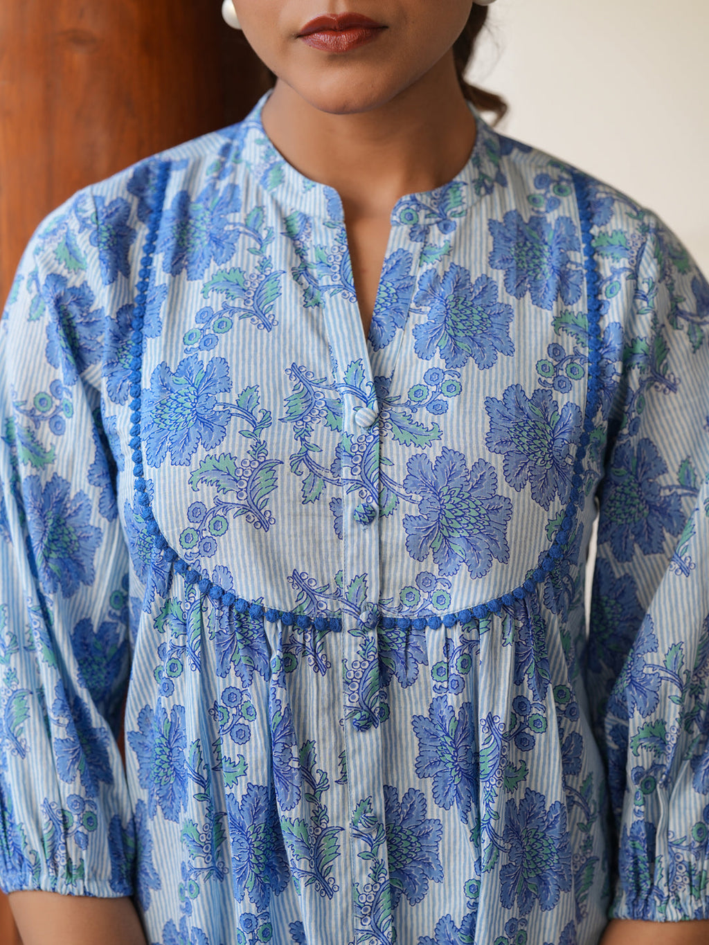 Janasya Light Cotton Floral A-Line Top - Distacart