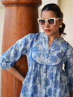 Janasya Light Cotton Floral A-Line Top - Distacart