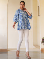 Janasya Light Cotton Floral A-Line Top - Distacart