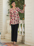 Janasya Light Cotton Floral A-Line Top - Distacart