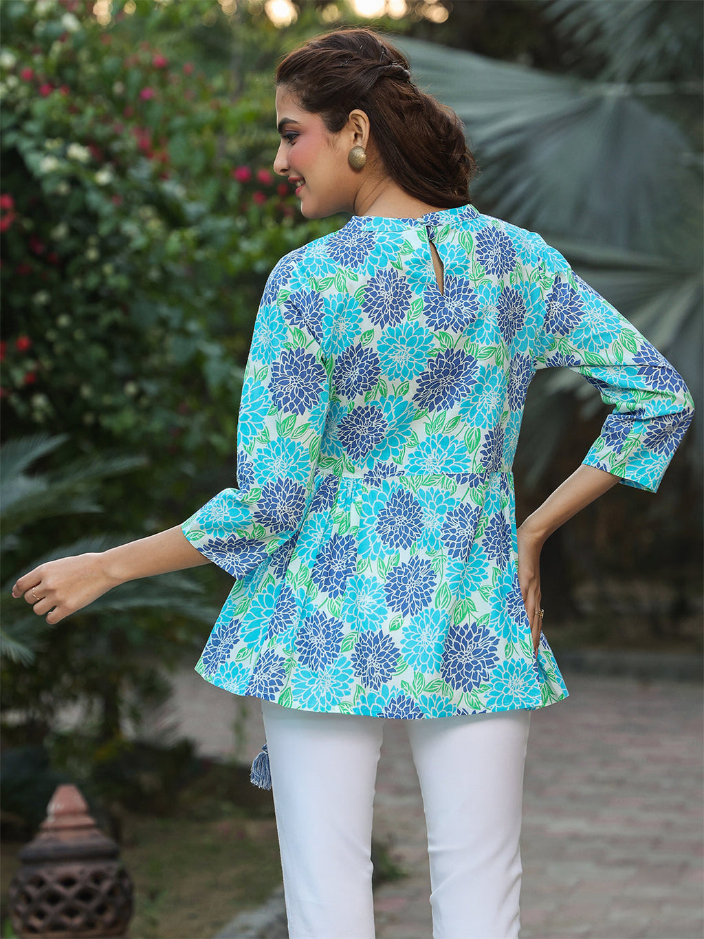 Janasya Light Cotton Floral Fit & Flare Top - Distacart