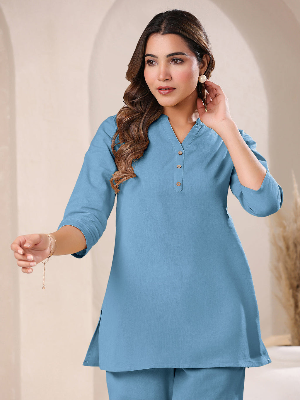 Janasya Light Cotton Solid A-Line Top - Distacart