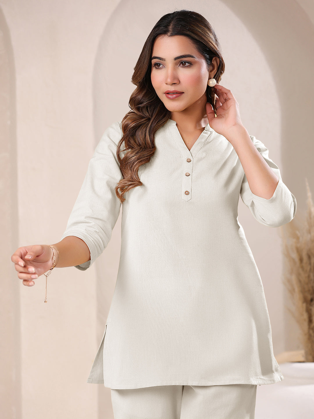 Janasya Light Cotton Solid Straight Top - Distacart