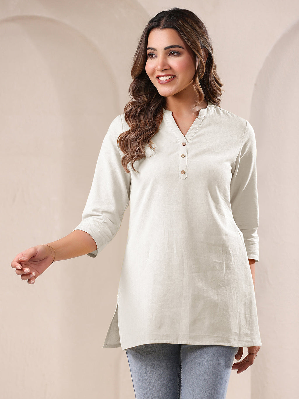 Janasya Light Cotton Solid Straight Top - Distacart