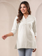 Janasya Light Cotton Solid Straight Top - Distacart