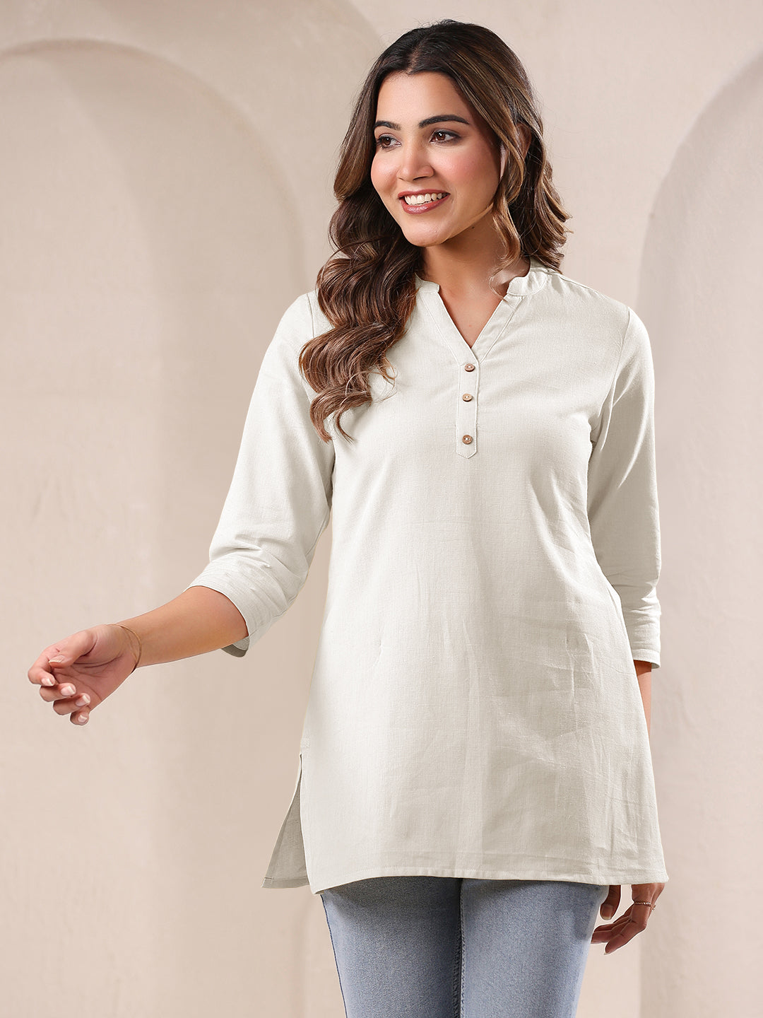 Janasya Light Cotton Solid Straight Top - Distacart