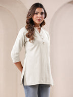 Janasya Light Cotton Solid Straight Top - Distacart