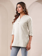 Janasya Light Cotton Solid Straight Top - Distacart