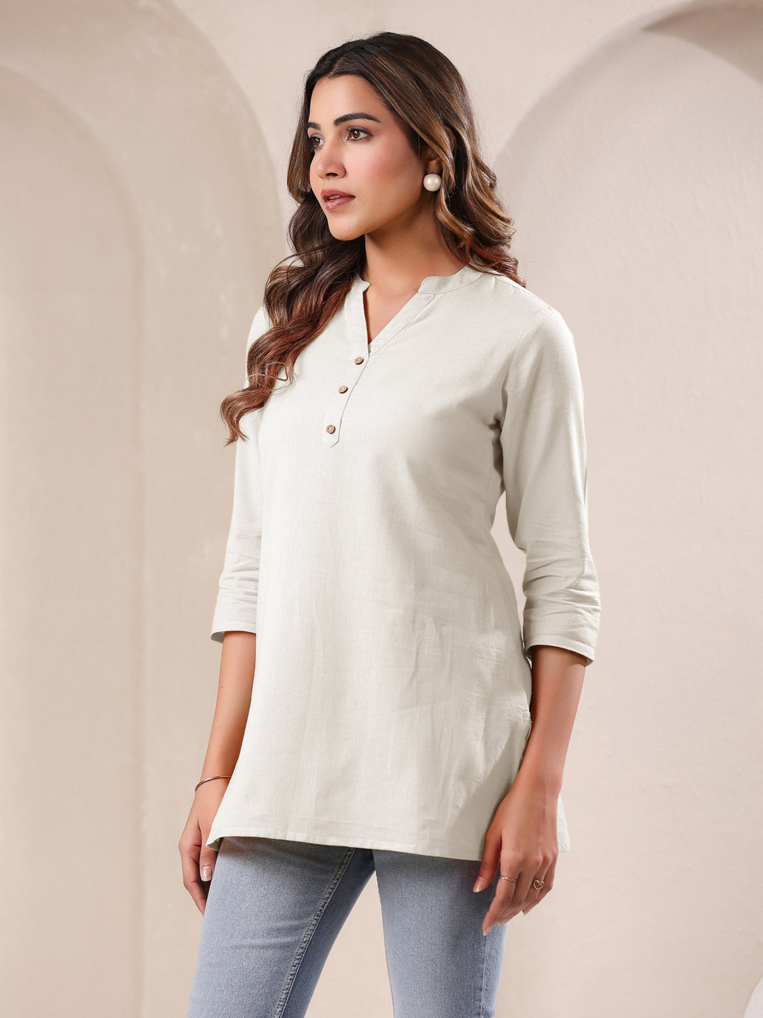 Janasya Light Cotton Solid Straight Top - Distacart