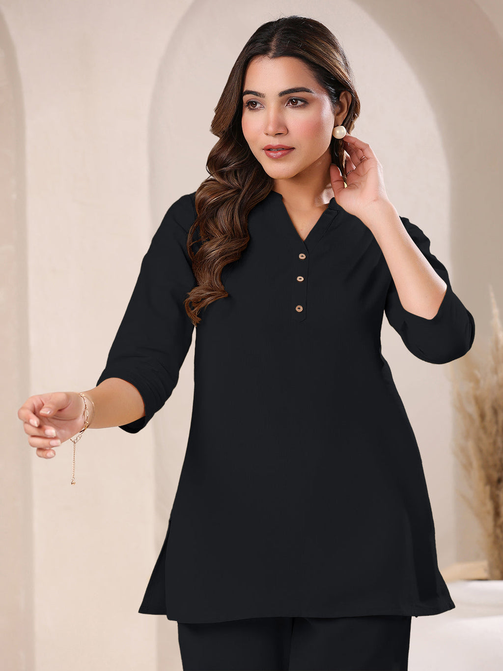 Janasya Light Cotton Solid A-Line Top - Distacart