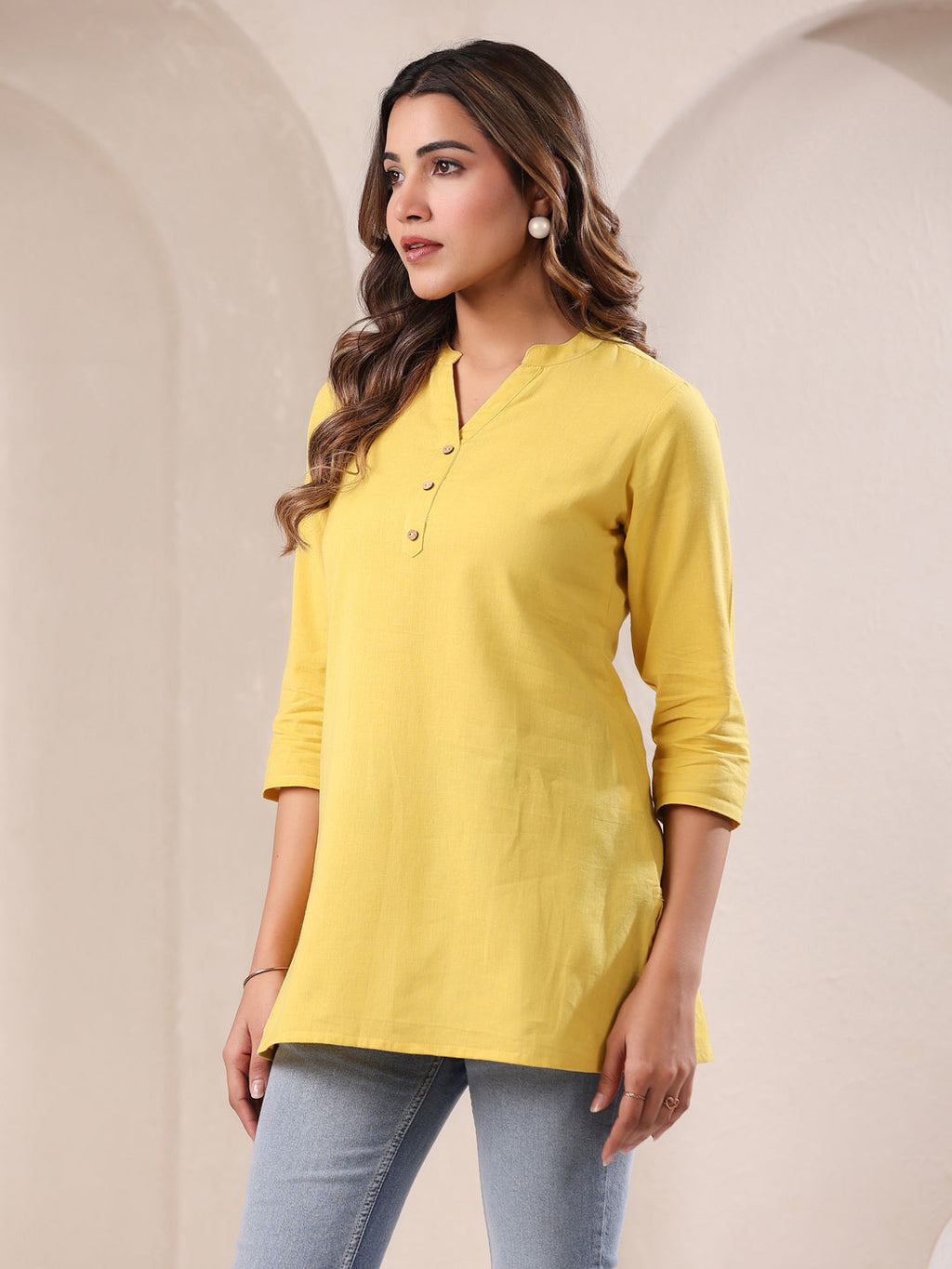 Janasya Light Cotton Solid A-Line Top - Distacart